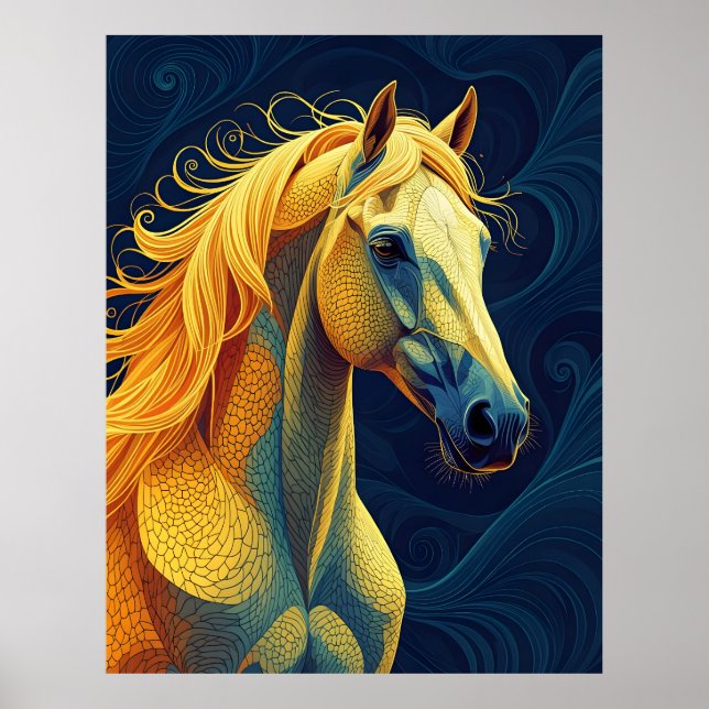 Ein gelbes blaues Pferd Poster (Vorne)