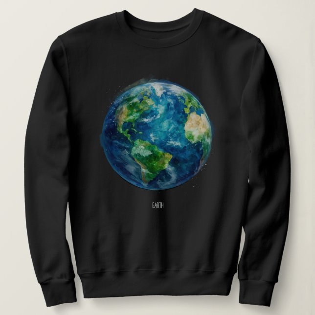 Ein Gemälde der Erde im Weltraum Sweatshirt (Design vorne)