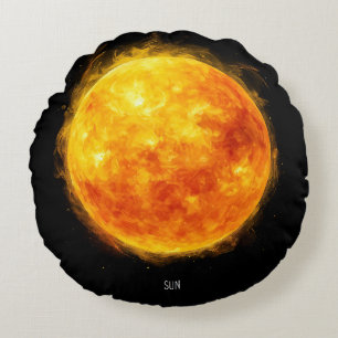 Ein Gemälde der Sonne im Weltraum Rundes Kissen