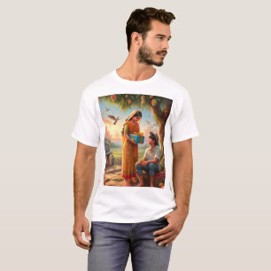 ein Gemälde eines Mannes und einer Frau unter eine T-Shirt