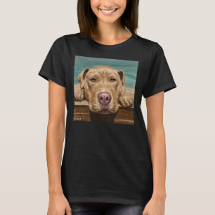 ein Gemälde eines Rotnasen-Pitbulls, das ein Nicke T-Shirt