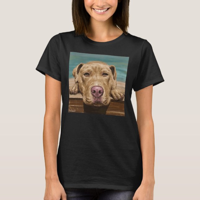 ein Gemälde eines Rotnasen-Pitbulls, das ein Nicke T-Shirt (Vorderseite)