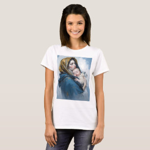 Ein Gemälde von Mutter Mary und Baby Jesus T-Shirt