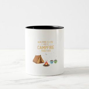 Ein gemeinsames Leben aufbauen & Lagerfeuer Süße Zweifarbige Tasse