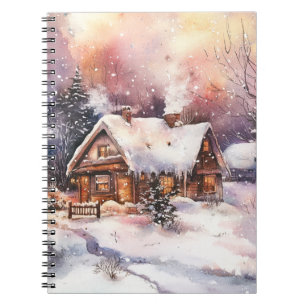 Ein gemütliches Cottage im Winter Notizblock