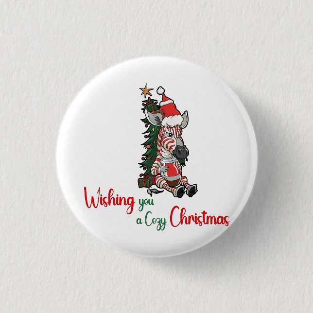 Ein gemütliches Weihnachtspferd Button (Vorderseite)