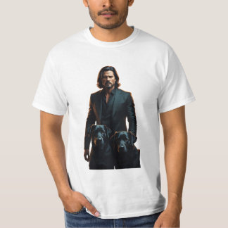 Ein Gentleman mit seinen zwei schwarzen Hunden T-Shirt