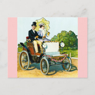 Ein Gentleman und seine Dame unternehmen eine Fahr Postkarte