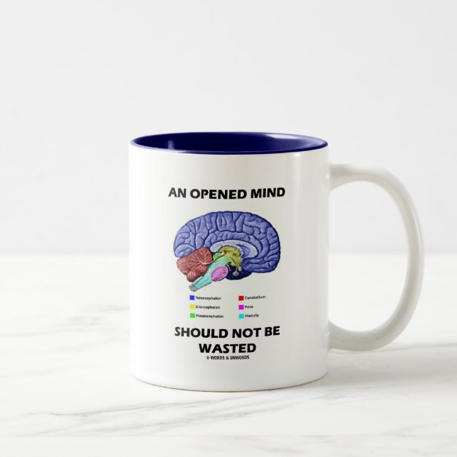 Ein geöffneter Verstand sollte nicht vergeudet Zweifarbige Tasse (Rechts)