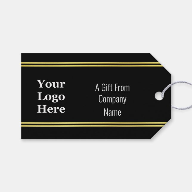 Ein Geschenk aus dem Logo für Firmennamen Schwarz- Geschenkanhänger (Vorderseite (Horizontal))