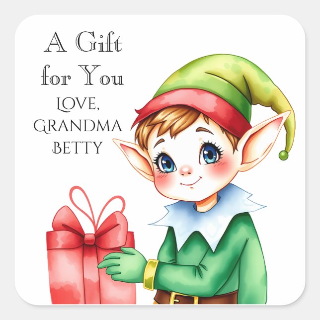 Ein Geschenk für dich | Personalisierte Weihnachte Quadratischer Aufkleber (Vorderseite)