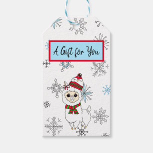 Ein Geschenk für Sie Llama und Schneeflocken Weihn Geschenkanhänger