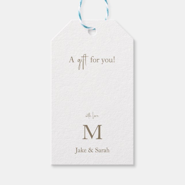 Ein Geschenk für Sie mit Liebe Gold Monogramm Geschenkanhänger (Vorderseite)