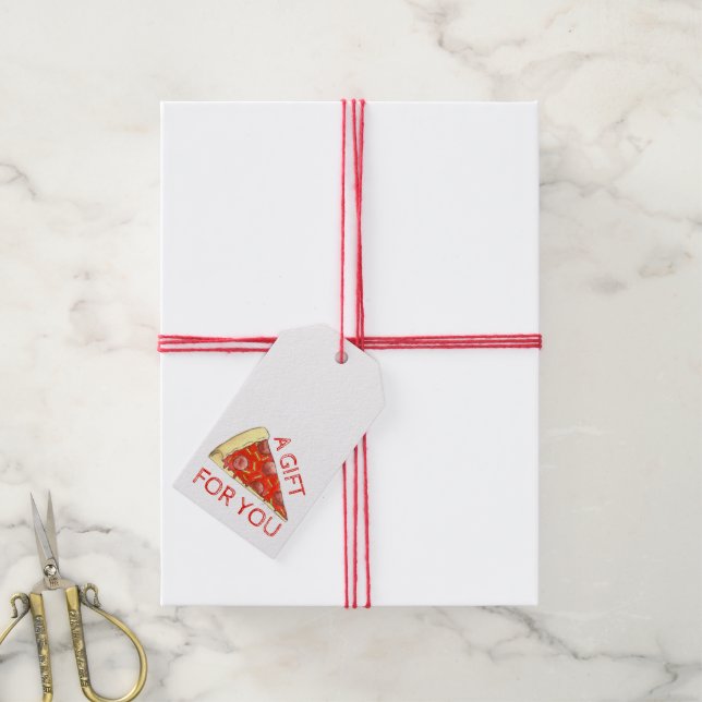 Ein Geschenk für Sie Pepperoni Pizza Pie Slice Geschenkanhänger (Mit Garn)