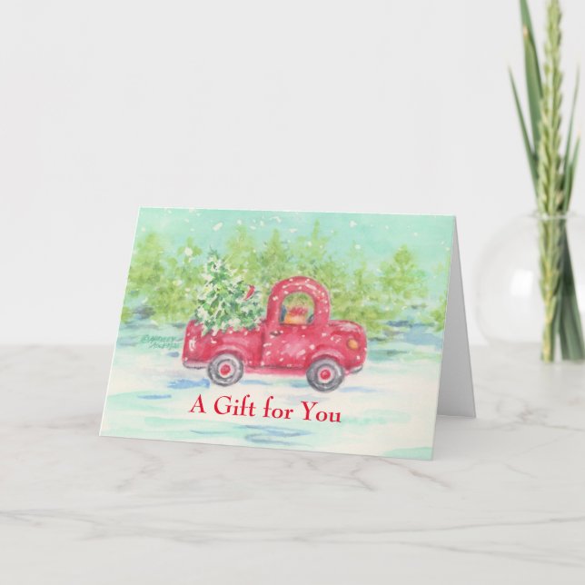 Ein Geschenk für Sie Weihnachten Red Truck Grußkar Karte (Vorderseite)