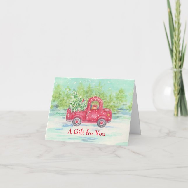 Ein Geschenk für Weihnachten Red Truck Einschließu Dankeskarte (Vorderseite)
