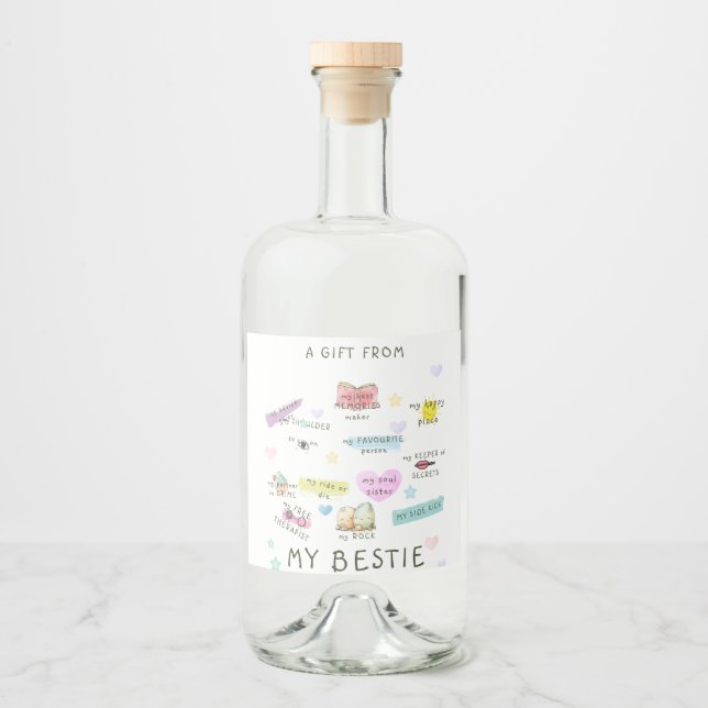 Ein Geschenk von meinen Bestie Alkoholflaschenetikett (Vorderseite)