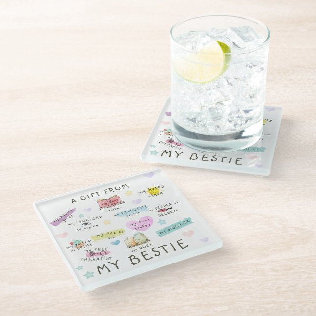 Ein Geschenk von meinen Bestie Glasuntersetzer (Schrägansicht)