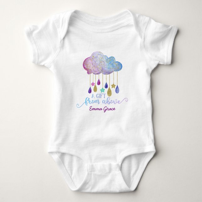 Ein Geschenk von oben Rainbow Cloud & Gold Baby Gi Baby Strampler (Vorderseite)