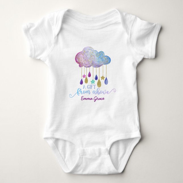 Ein Geschenk von oben Rainbow Cloud & Gold Baby Gi Strampler (Vorderseite)