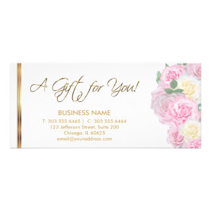 Ein Geschenk-Zertifikat-hübsches rosa Blumen Werbekarte