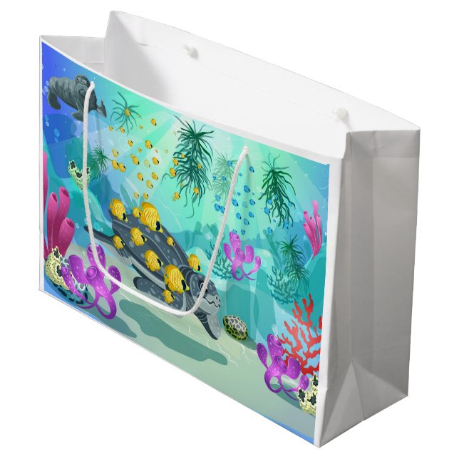 Ein Geschenkbeutel mit Aquatic Charm Große Geschenktüte (Vorderseite Schrägansicht)