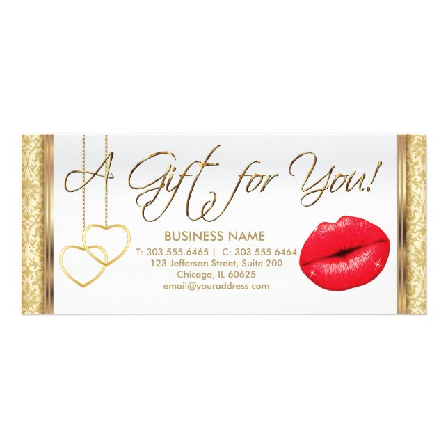 Ein Geschenkgutschein mit roten Lippen Werbekarte (Vorne)