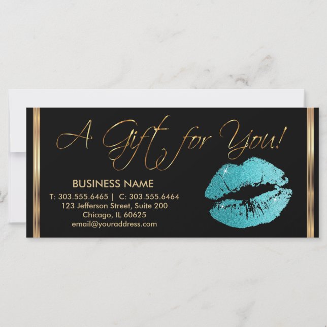 *Ein Geschenkzertifikat Hübscher Aquamariner Lipst (Vorderseite)