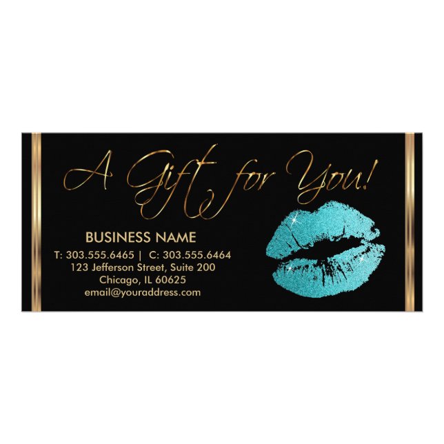 Ein Geschenkzertifikat Hübscher Aquamariner Lipsti Werbekarte (Vorne)