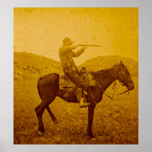 Ein geschossen auf PferderueckenVintagem Sepia Poster