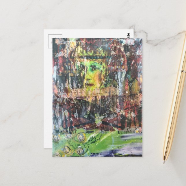 Ein Gesicht Mixed Media Collage Postkarte (Vorderseite/Rückseite Beispiel)