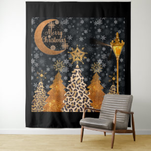 Ein glamouröser wilder Leopard-Weihnachten Wandteppich