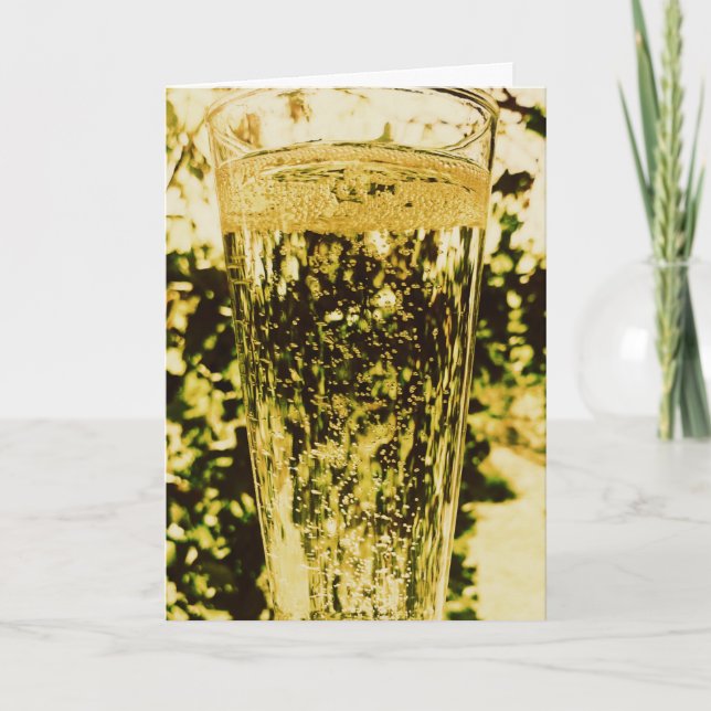 Ein Glas Champagner Happy Birthday Card Karte (Vorderseite)
