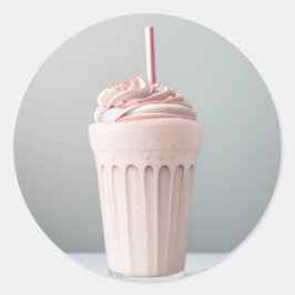 Ein Glas Erdbeermilch Runder Aufkleber
