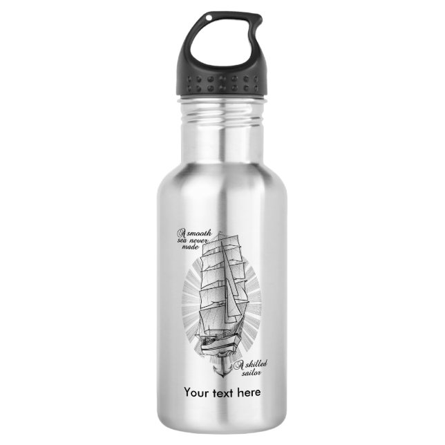 Ein glattes Meer hat nie einen erfahrenen Segler g Edelstahlflasche (Vorderseite)