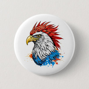 ein Glatzenadler mit Rot Button
