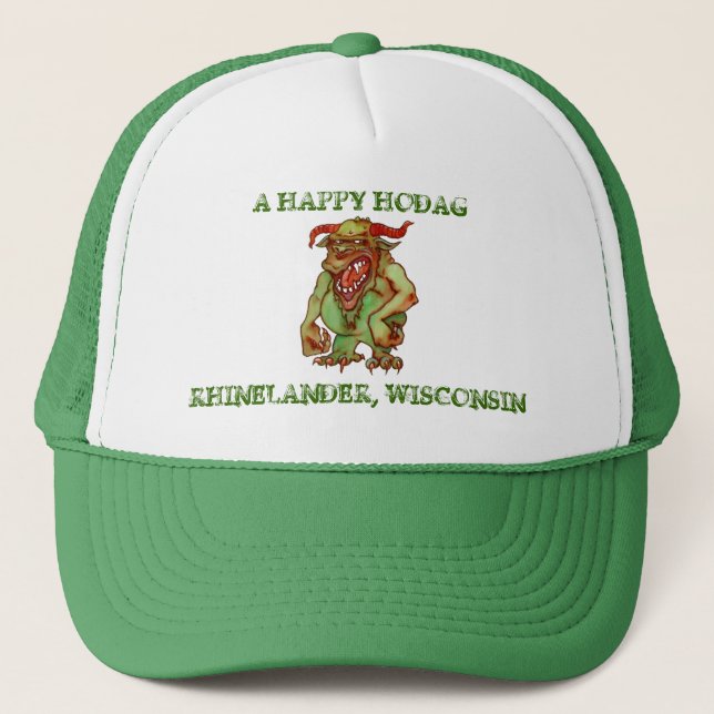 Ein glückliche Hodag Rhinelander Wisconsin Truckerkappe (Vorderseite)