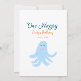 Ein glücklicher blauer Oktopus unter dem Meeresgeb Feiertagskarte