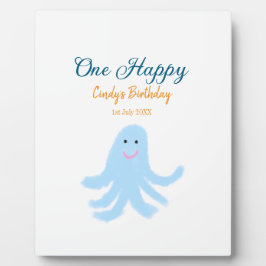 Ein glücklicher blauer Oktopus unter dem Meeresgeb Fotoplatte