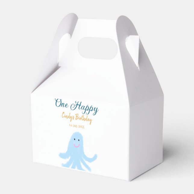Ein glücklicher blauer Oktopus unter dem Meeresgeb Geschenkschachtel (Vorderseite)