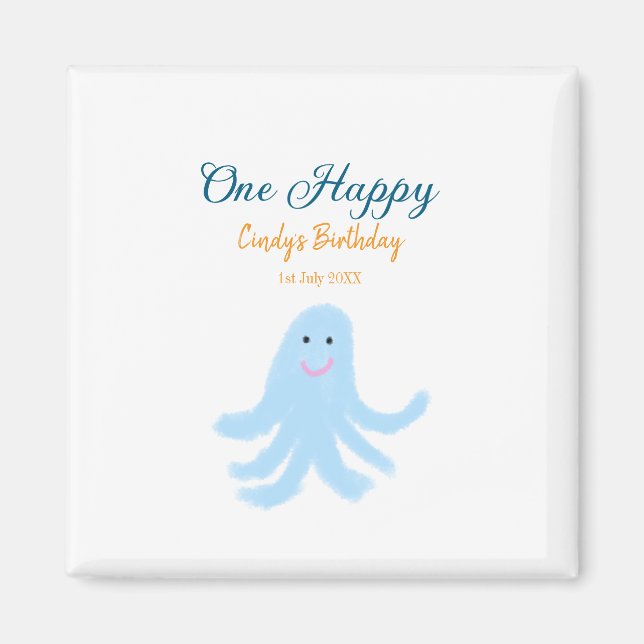 Ein glücklicher blauer Oktopus unter dem Meeresgeb Magnet (Vorne)