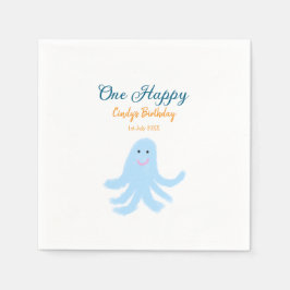 Ein glücklicher blauer Oktopus unter dem Meeresgeb Serviette
