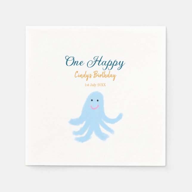 Ein glücklicher blauer Oktopus unter dem Meeresgeb Serviette (Vorderseite)