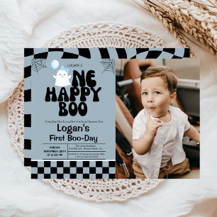 Ein glücklicher Boo Fall Boy 1. Geburtstagsfeier F Einladung