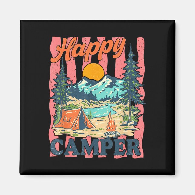 Ein glücklicher Camper Kleinkind Junge lustig Camp Magnet (Vorne)