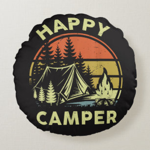 Ein glücklicher Camper Kleinkind Junge Lustiges Ca Rundes Kissen