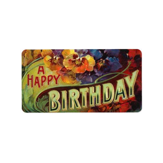 Ein glücklicher Geburtstag Vintag gestrichen Adressaufkleber (Vorne)