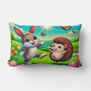 Ein glücklicher Hase und Igel Lendenkissen