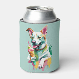 Ein glücklicher Hund, der ein Eis isst Dosenkühler