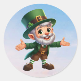 Ein glücklicher Kobold am St. Patrick's Day Runder Aufkleber